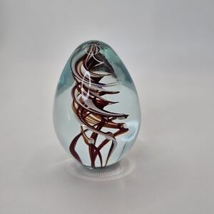 Vintage Glass Eye Studio Art  Egg Shaped Paper Weight